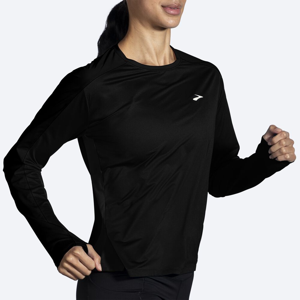 Camiseta Brooks Sprint Free Long Sleeve 2.0 Mujer Negras | Ecuador-02869