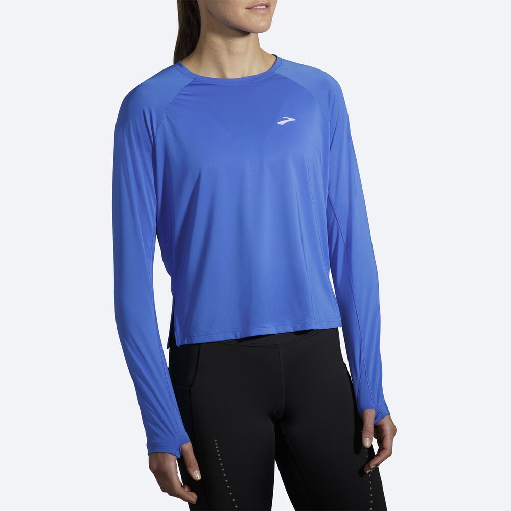 Camiseta Brooks Sprint Free Long Sleeve Mujer Azules | Ecuador-30241