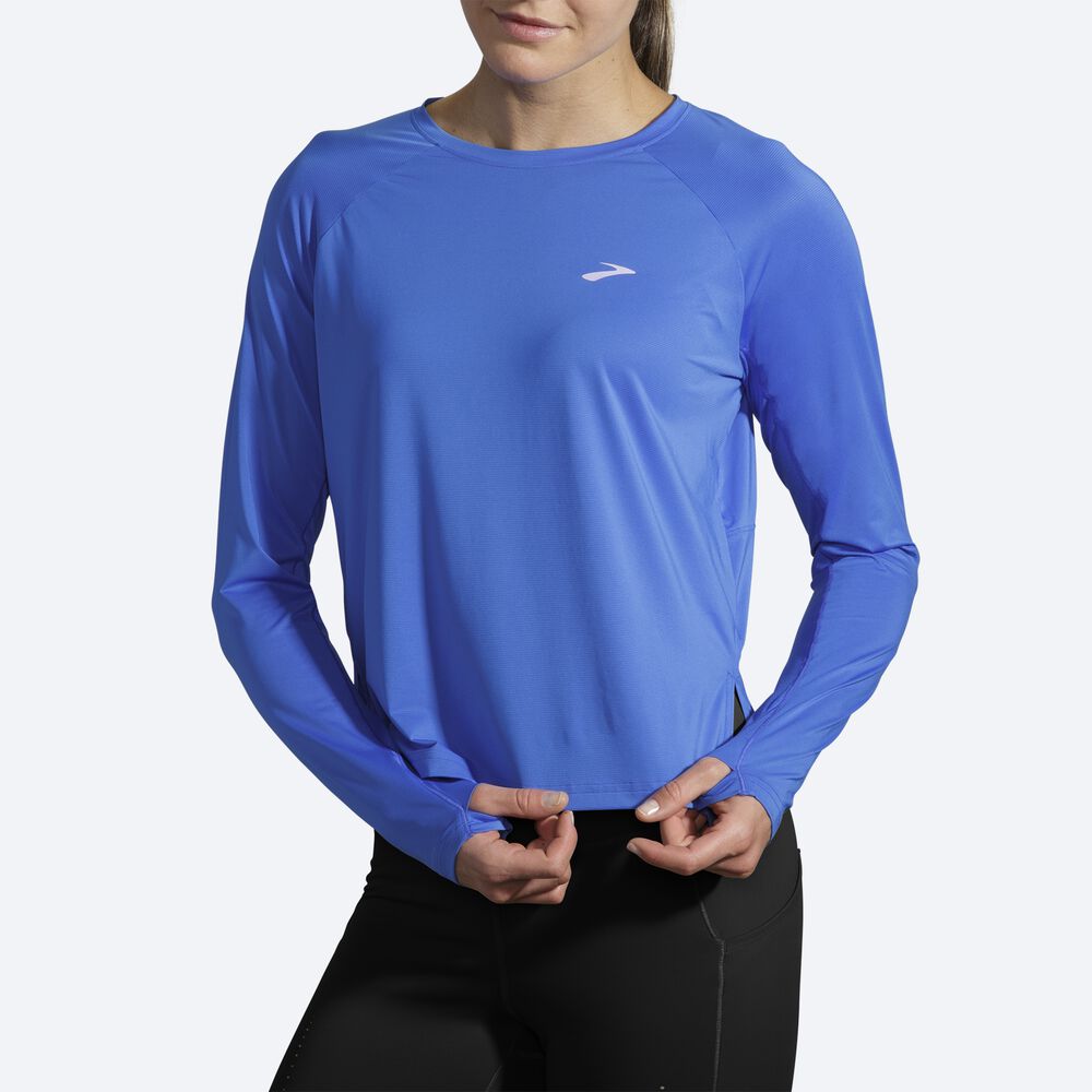 Camiseta Brooks Sprint Free Long Sleeve Mujer Azules | Ecuador-30241