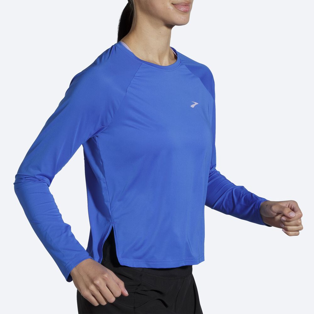 Camiseta Brooks Sprint Free Long Sleeve Mujer Azules | Ecuador-30241