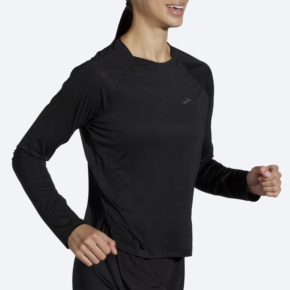 Camiseta Brooks Sprint Free Long Sleeve Mujer Negras | Ecuador-36057