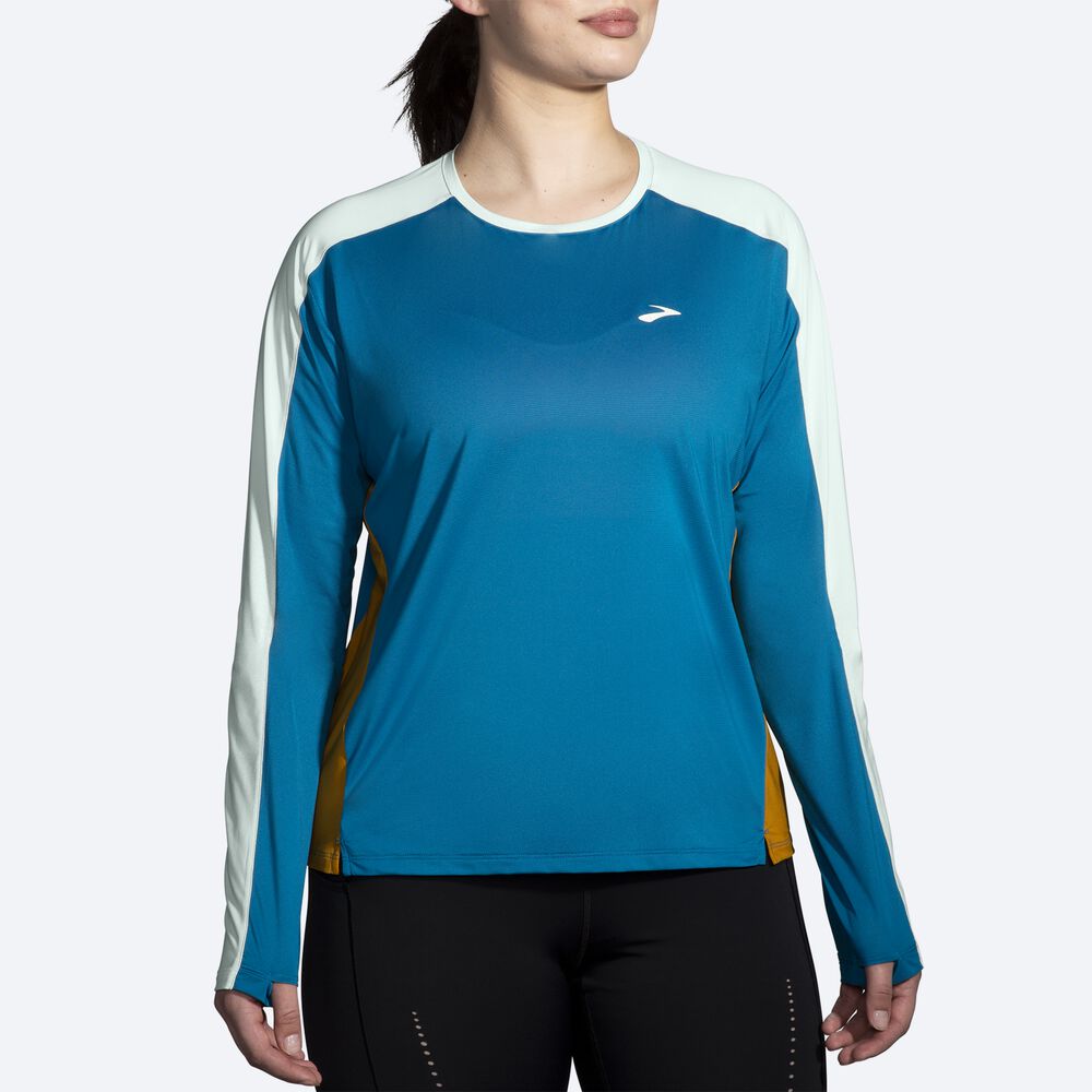 Camiseta Brooks Sprint Free Long Sleeve 2.0 Mujer Azules | Ecuador-68314