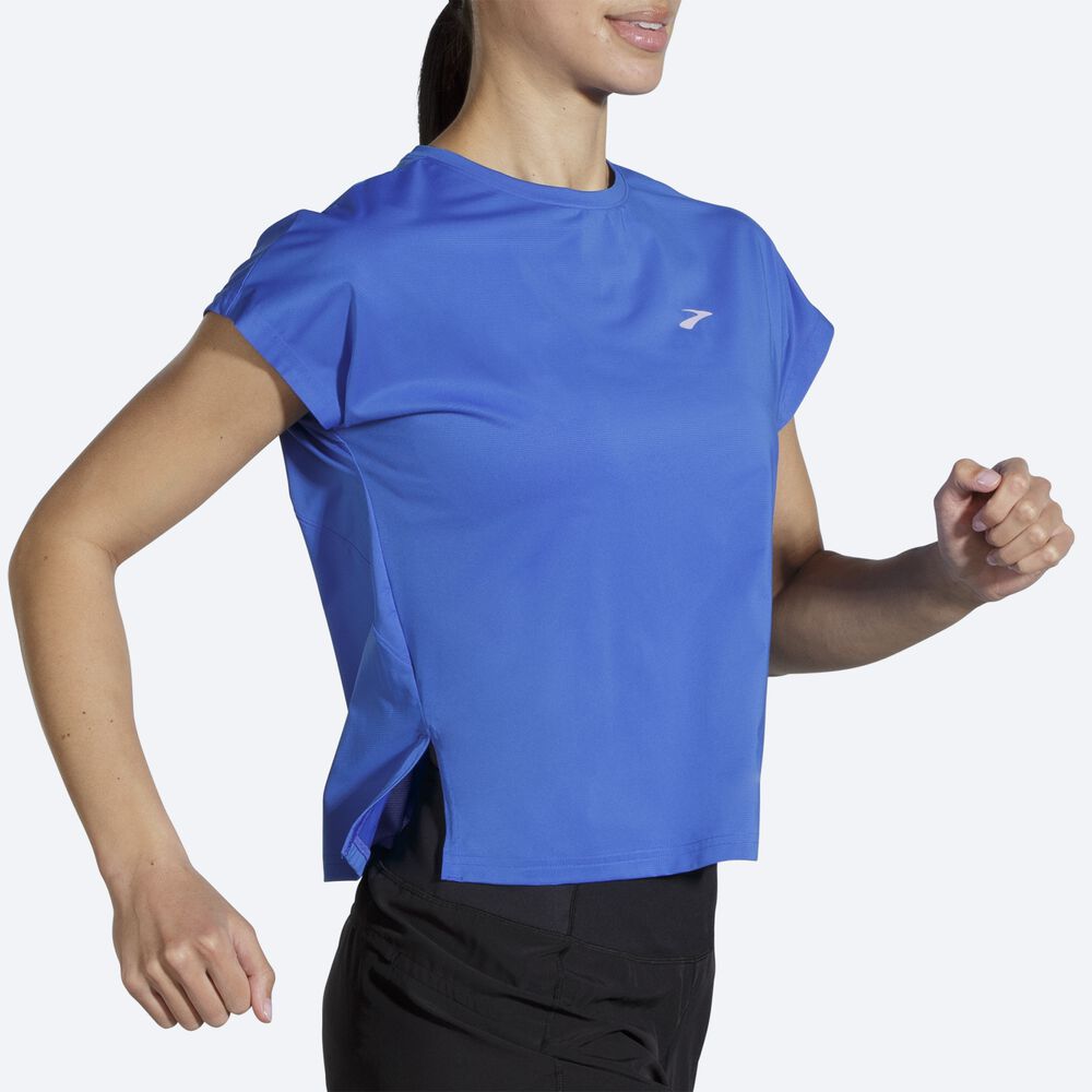 Camiseta Brooks Sprint Free Short Sleeve Mujer Azules | Ecuador-64780