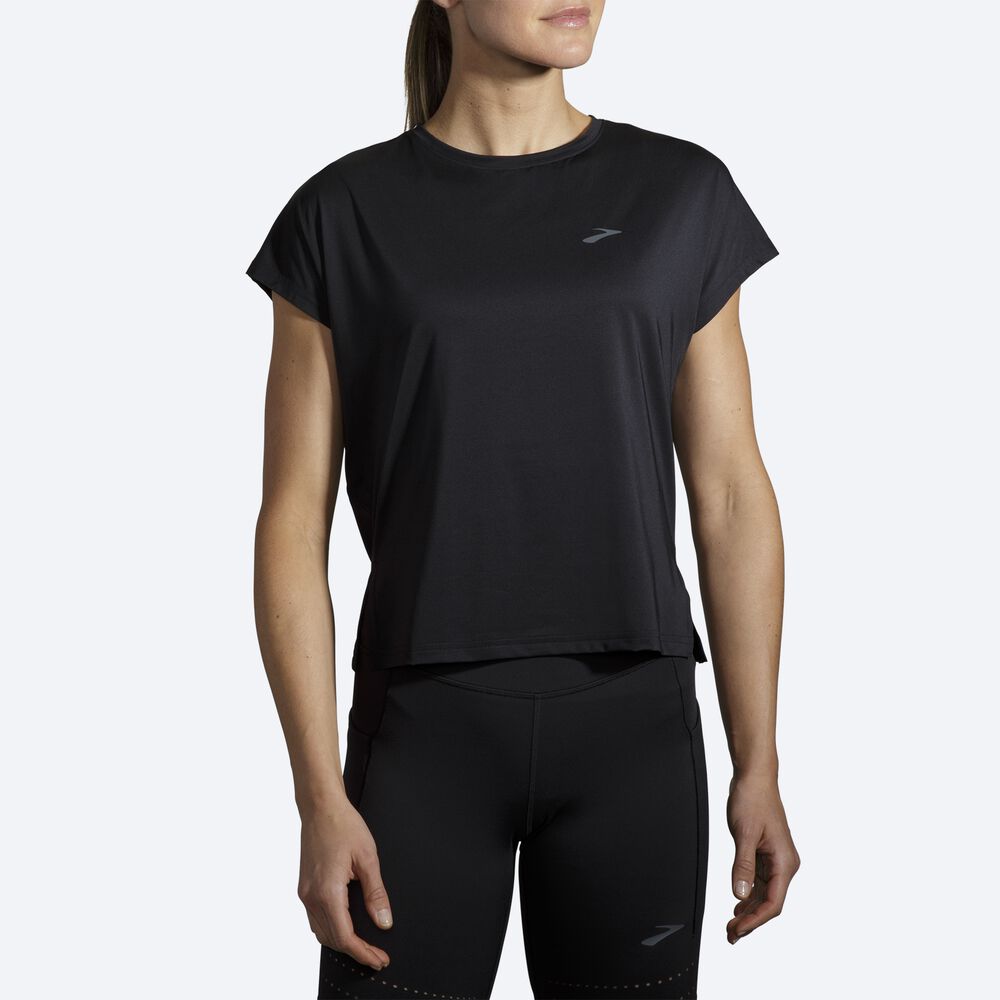 Camiseta Brooks Sprint Free Short Sleeve Mujer Negras | Ecuador-89102