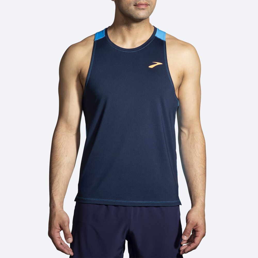 Camiseta Tirantes Brooks Atmosphere Singlet 2.0 Hombre Azul Marino | Ecuador-28916