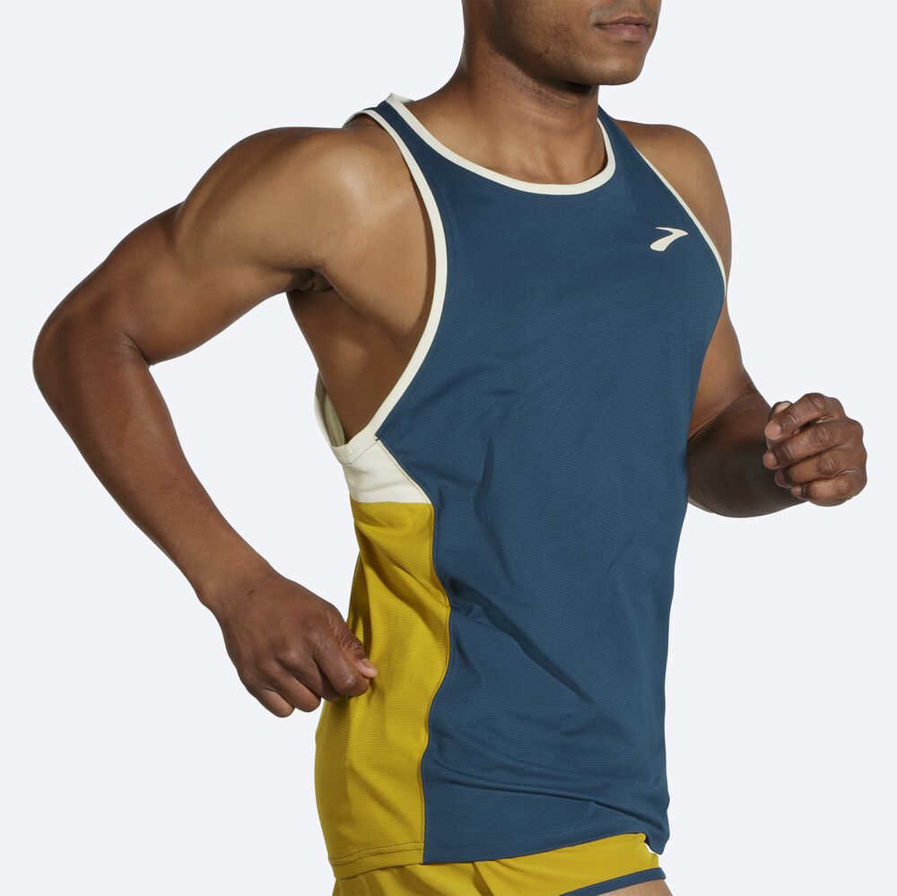 Camiseta Tirantes Brooks Atmosphere Singlet Hombre Indigo/Naranjas | Ecuador-35216