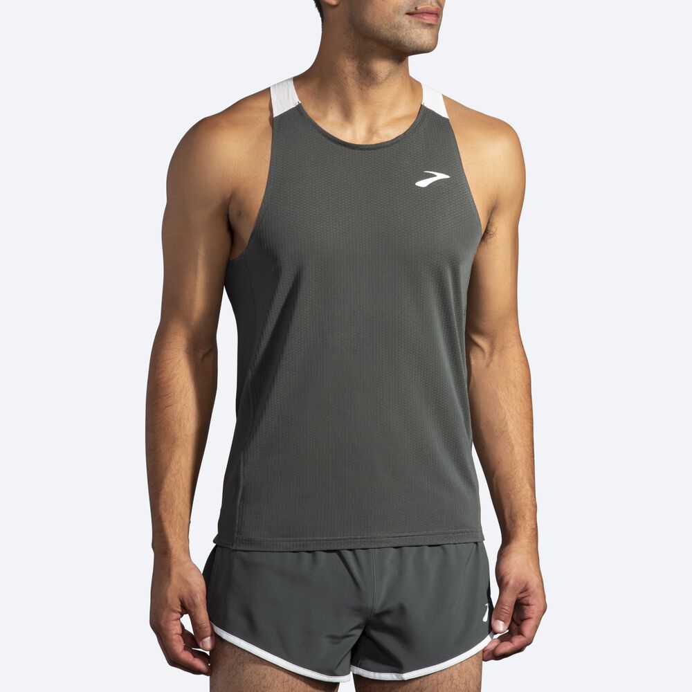 Camiseta Tirantes Brooks Atmosphere Singlet Hombre Gris Oscuro/Gris | Ecuador-40813