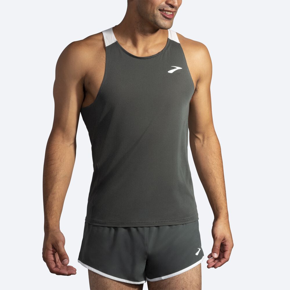 Camiseta Tirantes Brooks Atmosphere Singlet Hombre Gris Oscuro/Gris | Ecuador-40813