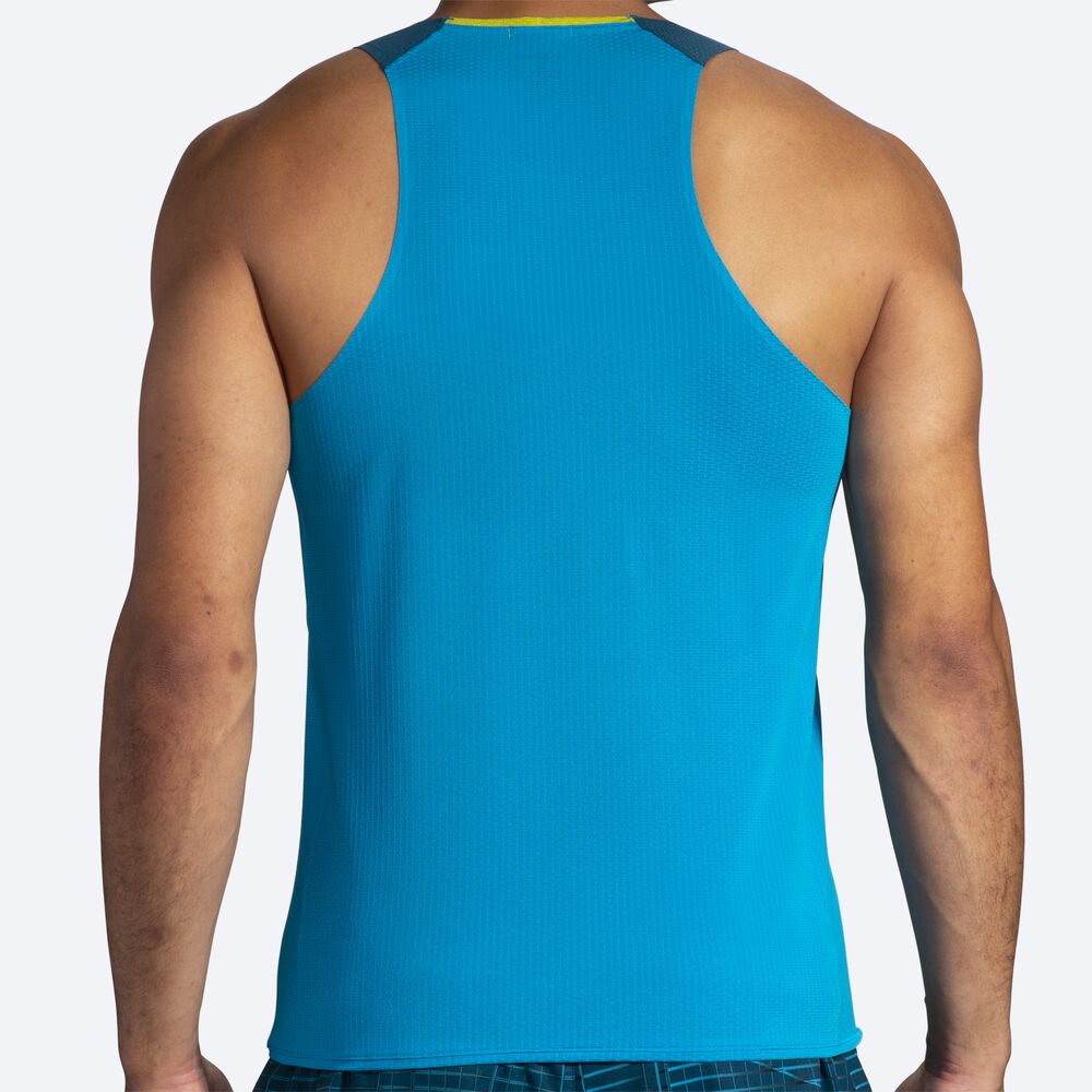 Camiseta Tirantes Brooks Atmosphere Singlet Hombre Azules/Verde Oscuro | Ecuador-45021