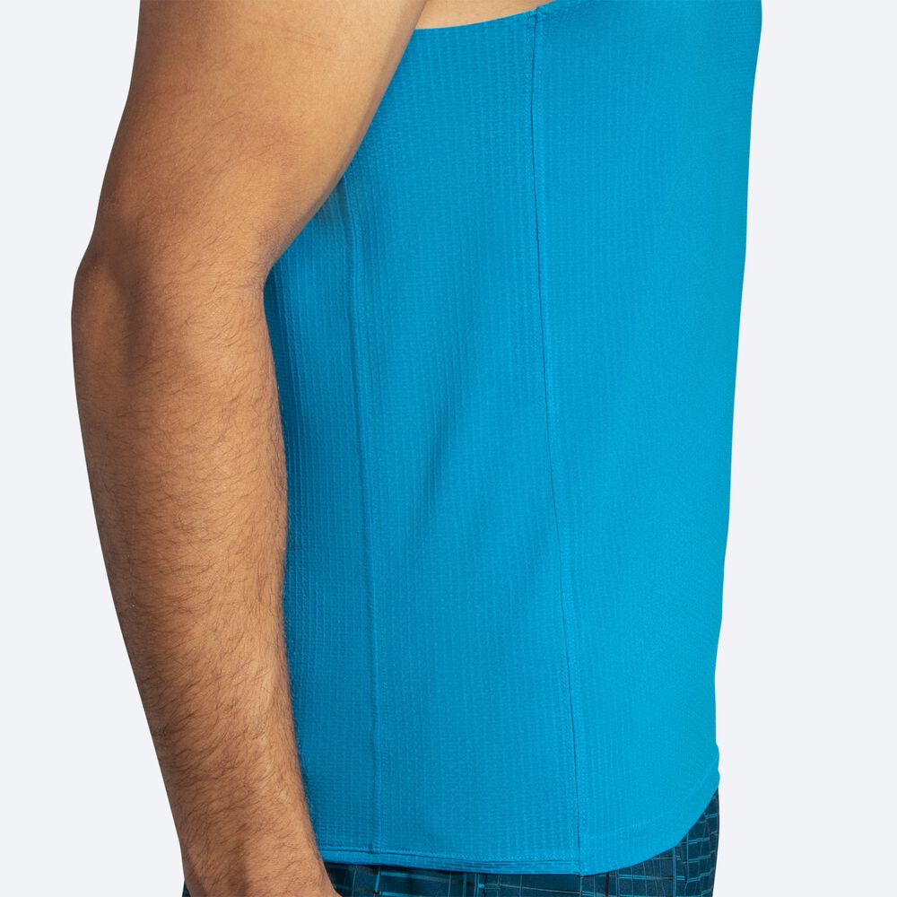 Camiseta Tirantes Brooks Atmosphere Singlet Hombre Azules/Verde Oscuro | Ecuador-45021