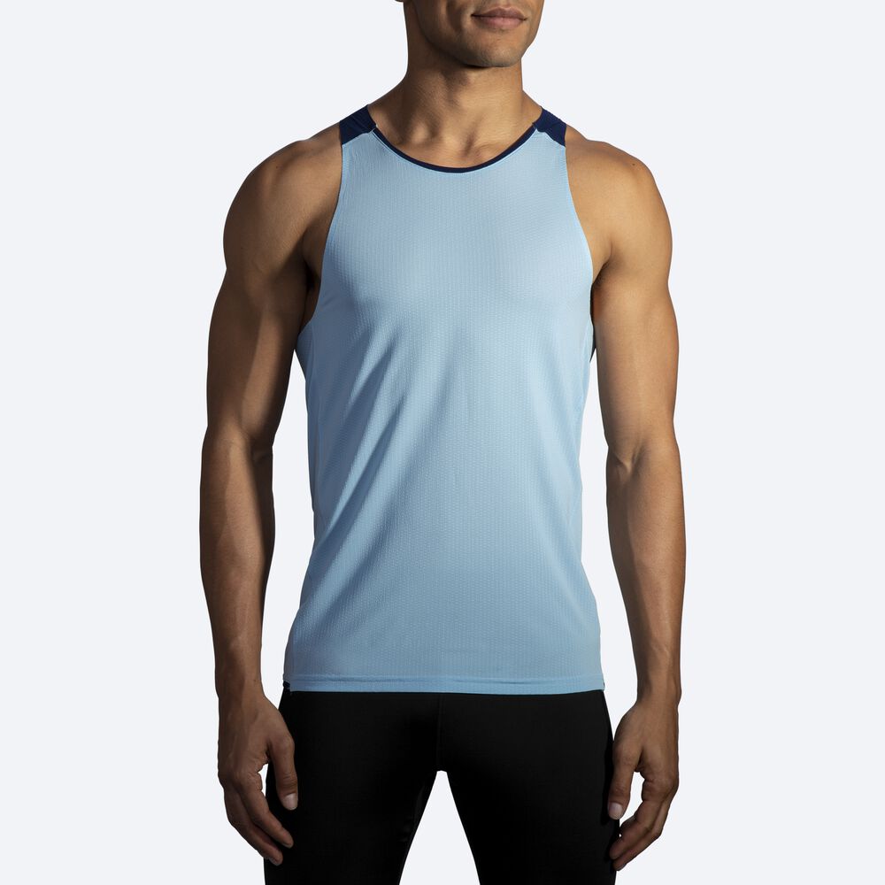 Camiseta Tirantes Brooks Atmosphere Singlet Hombre Azul Marino | Ecuador-52491