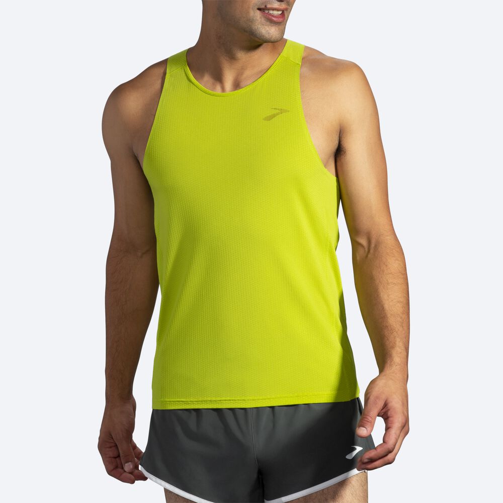 Camiseta Tirantes Brooks Atmosphere Singlet Hombre Amarillo | Ecuador-97684