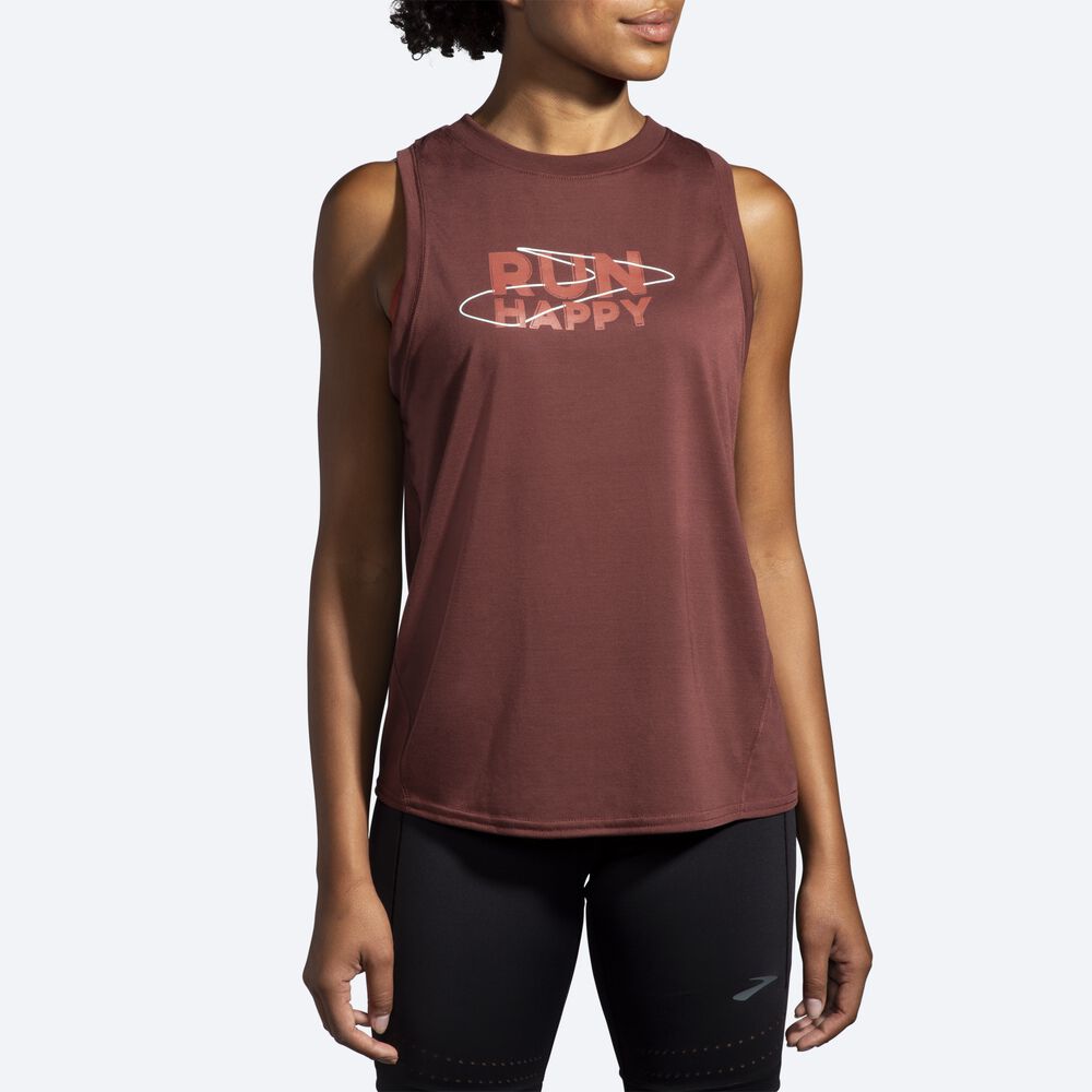 Camiseta Tirantes Brooks Distance Estampadas Mujer Chocolate | Ecuador-25604