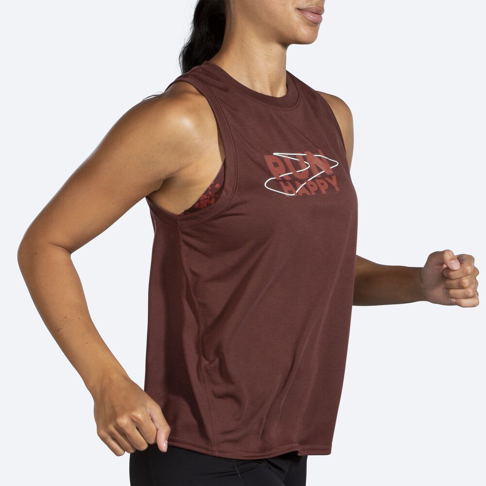 Camiseta Tirantes Brooks Distance Estampadas Mujer Chocolate | Ecuador-25604