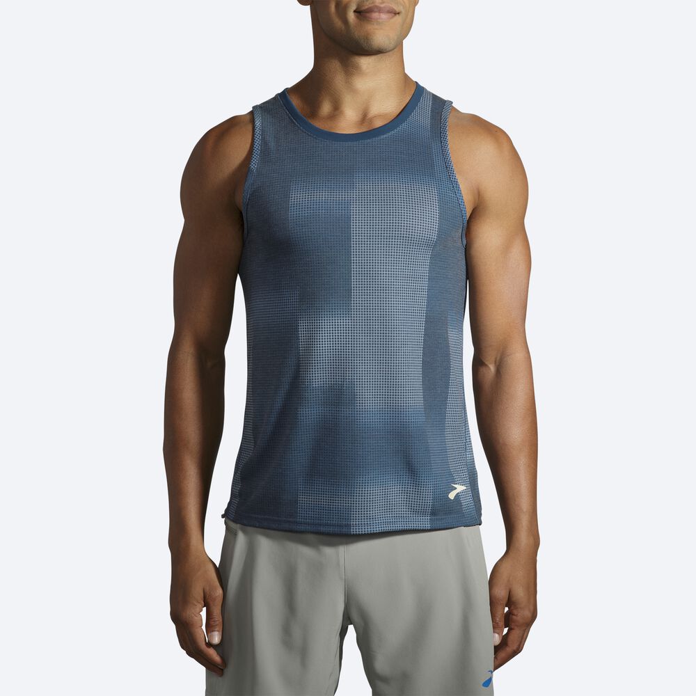 Camiseta Tirantes Brooks Distance Estampadas Hombre Indigo | Ecuador-97031