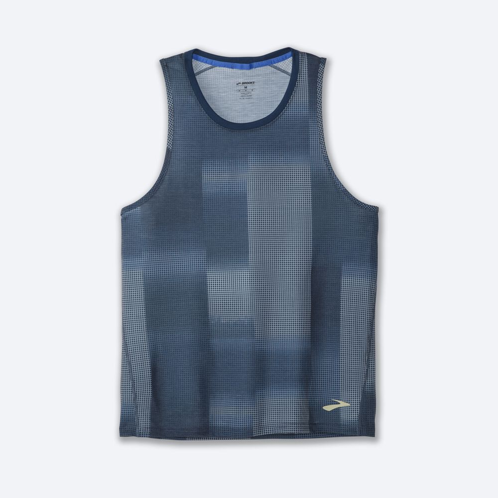 Camiseta Tirantes Brooks Distance Estampadas Hombre Indigo | Ecuador-97031