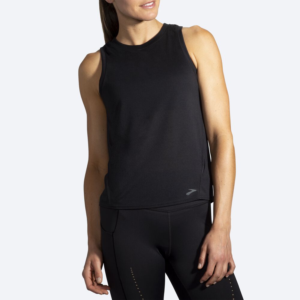 Camiseta Tirantes Brooks Distance Mujer Negras | Ecuador-03916