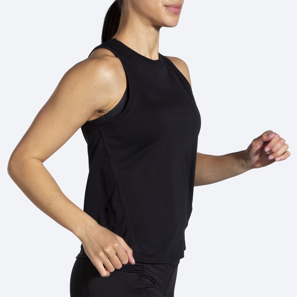 Camiseta Tirantes Brooks Distance Mujer Negras | Ecuador-03916