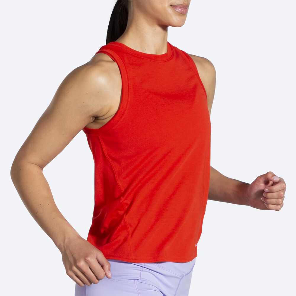 Camiseta Tirantes Brooks Distance Mujer Rojas | Ecuador-31507