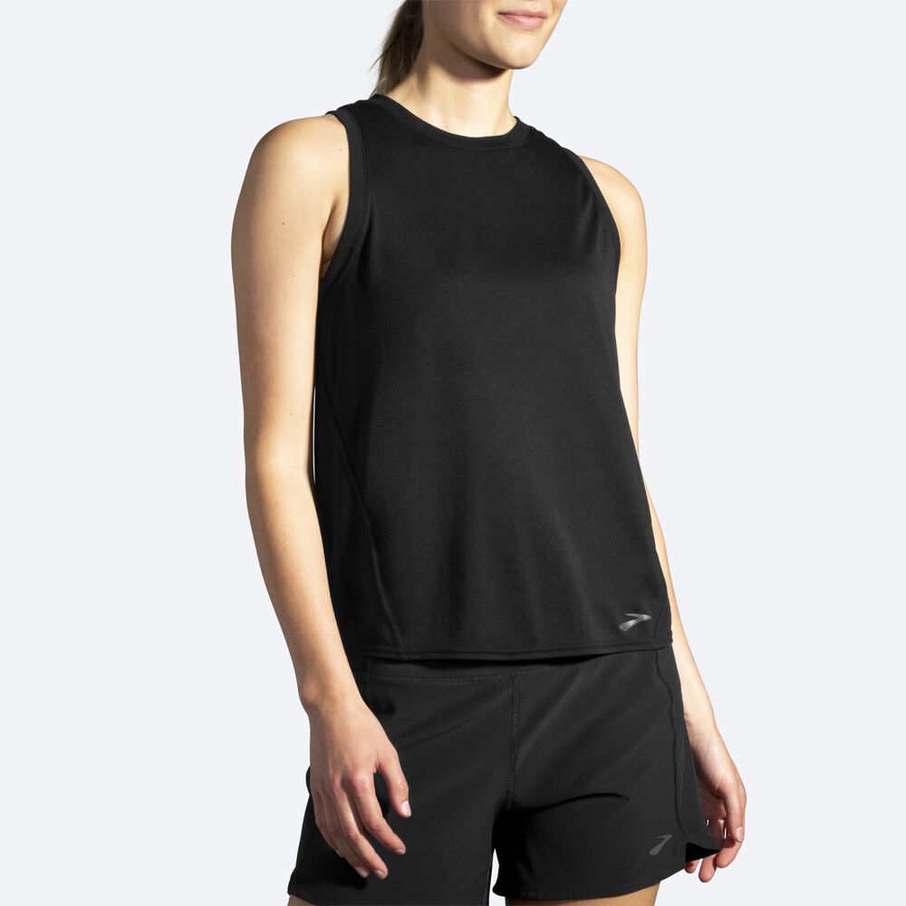 Camiseta Tirantes Brooks Distance Mujer Negras | Ecuador-34170