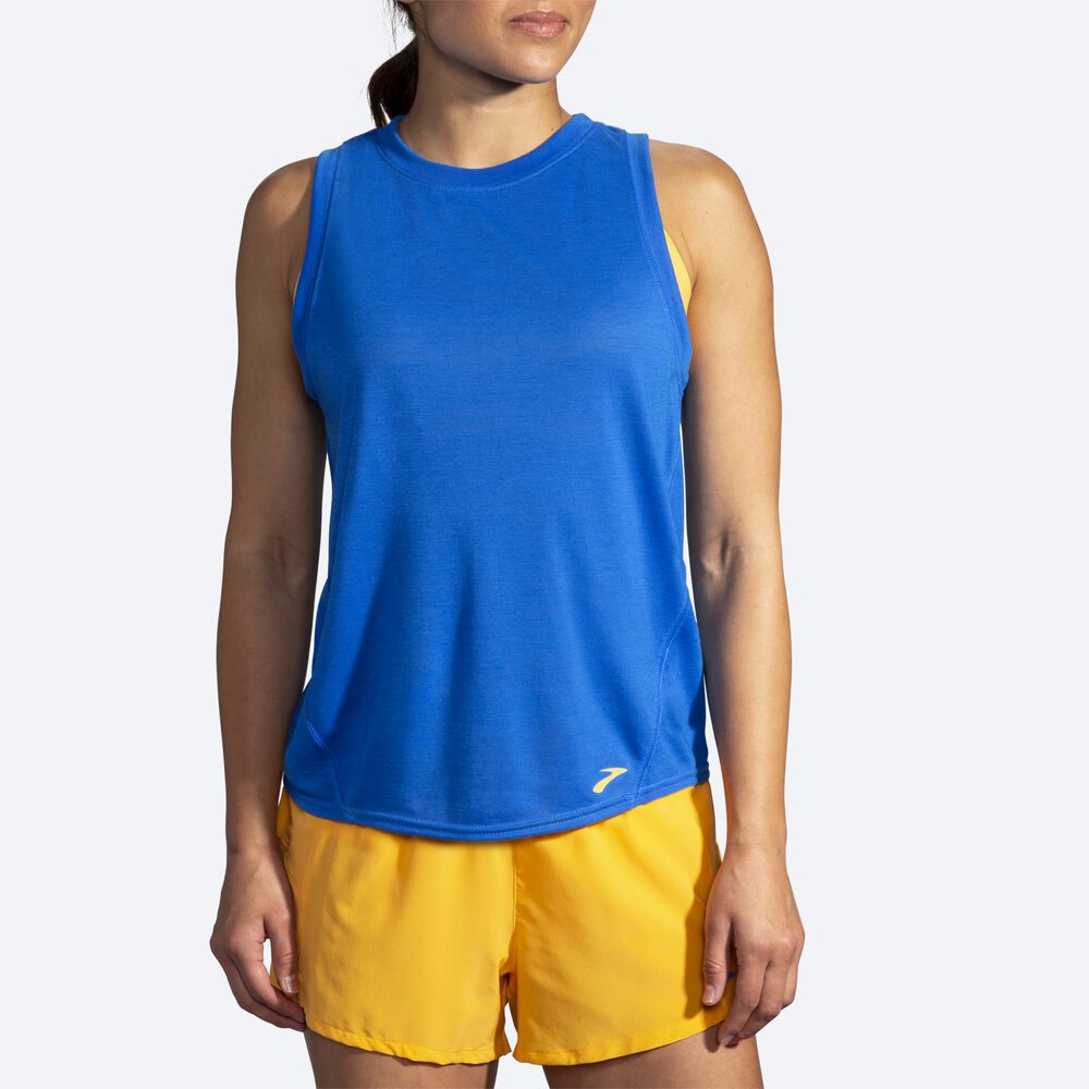 Camiseta Tirantes Brooks Distance Mujer Azules | Ecuador-34296