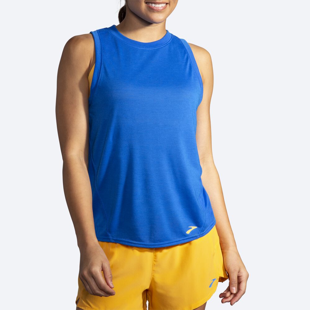 Camiseta Tirantes Brooks Distance Mujer Azules | Ecuador-34296