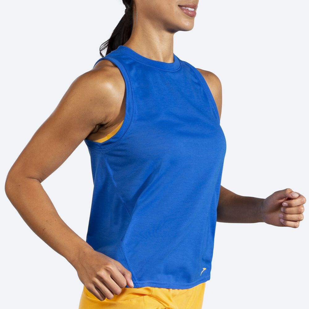 Camiseta Tirantes Brooks Distance Mujer Azules | Ecuador-34296