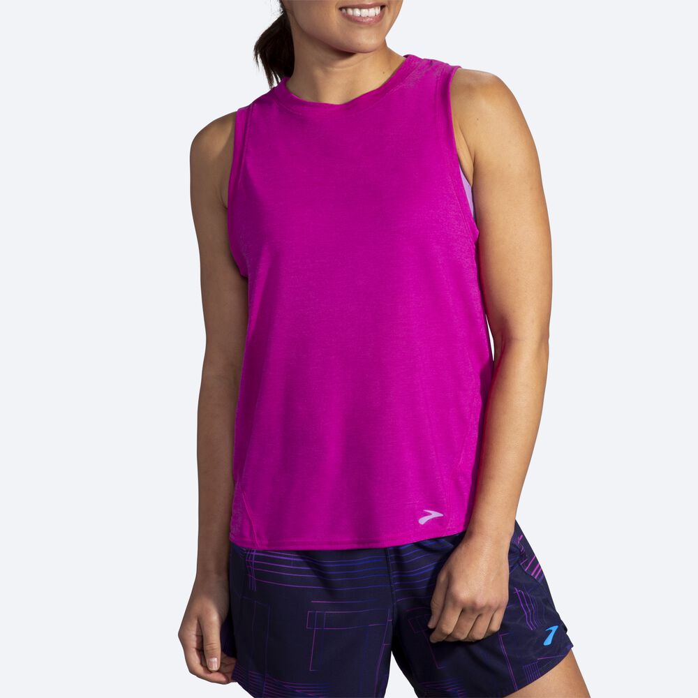 Camiseta Tirantes Brooks Distance Mujer Rosas | Ecuador-40285