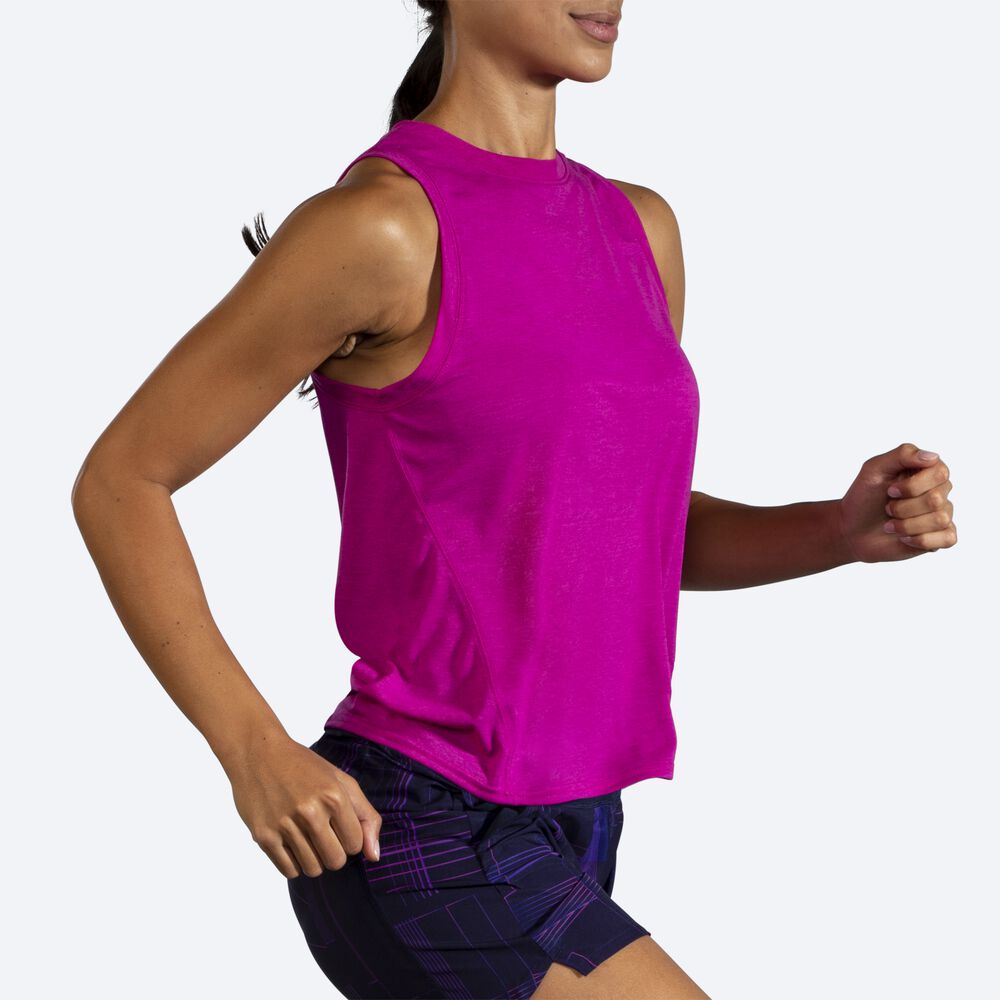 Camiseta Tirantes Brooks Distance Mujer Rosas | Ecuador-40285