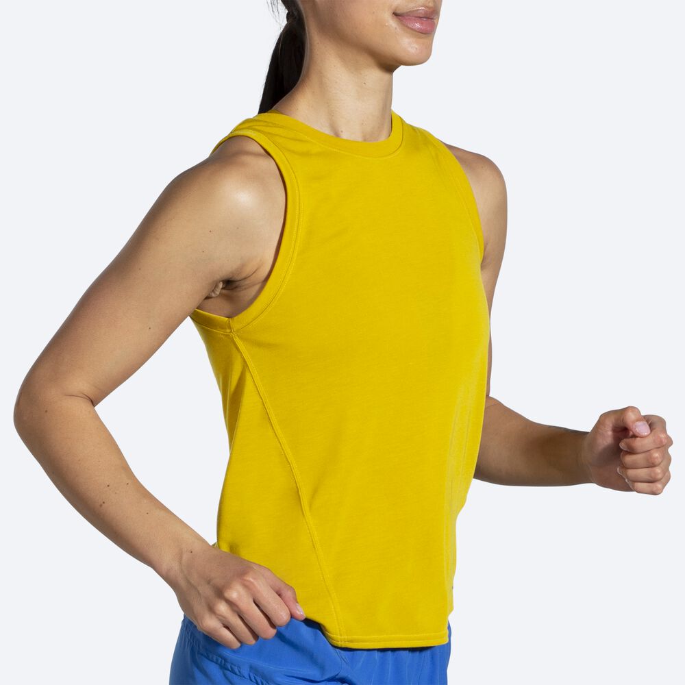 Camiseta Tirantes Brooks Distance Mujer Doradas | Ecuador-41827