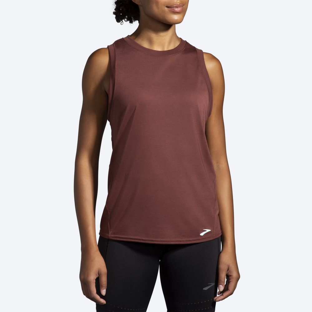 Camiseta Tirantes Brooks Distance Mujer Chocolate | Ecuador-47659