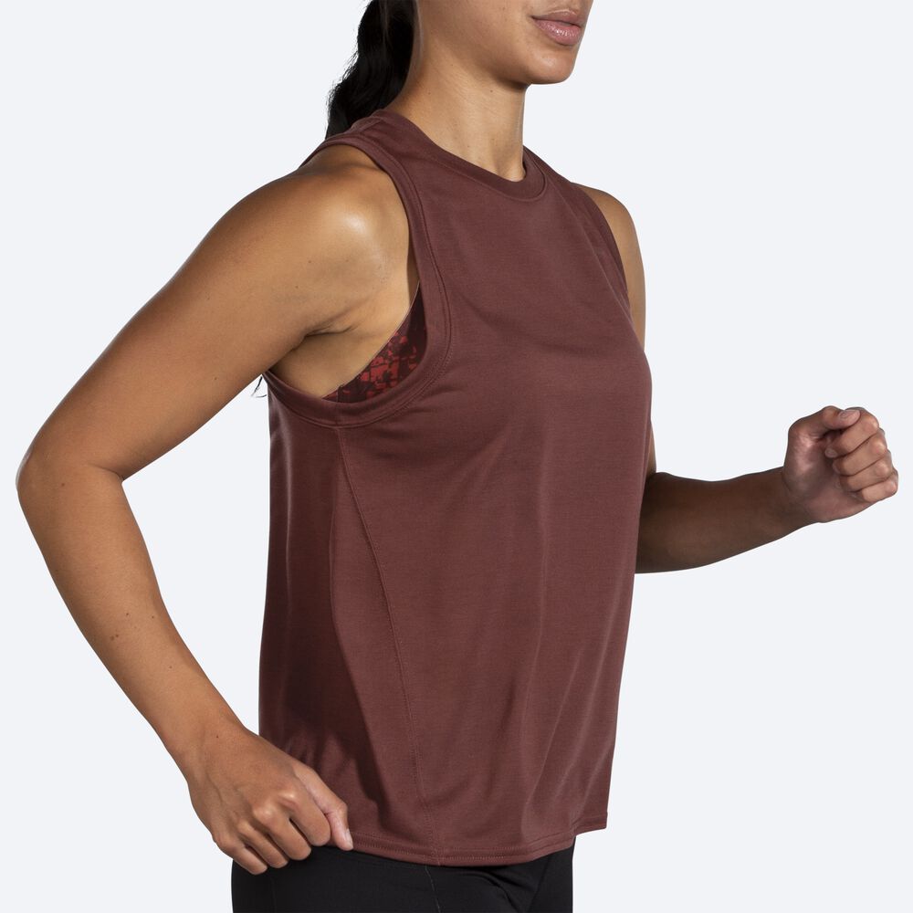 Camiseta Tirantes Brooks Distance Mujer Chocolate | Ecuador-47659