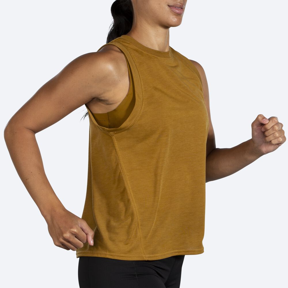 Camiseta Tirantes Brooks Distance Mujer Verde Oliva | Ecuador-61024