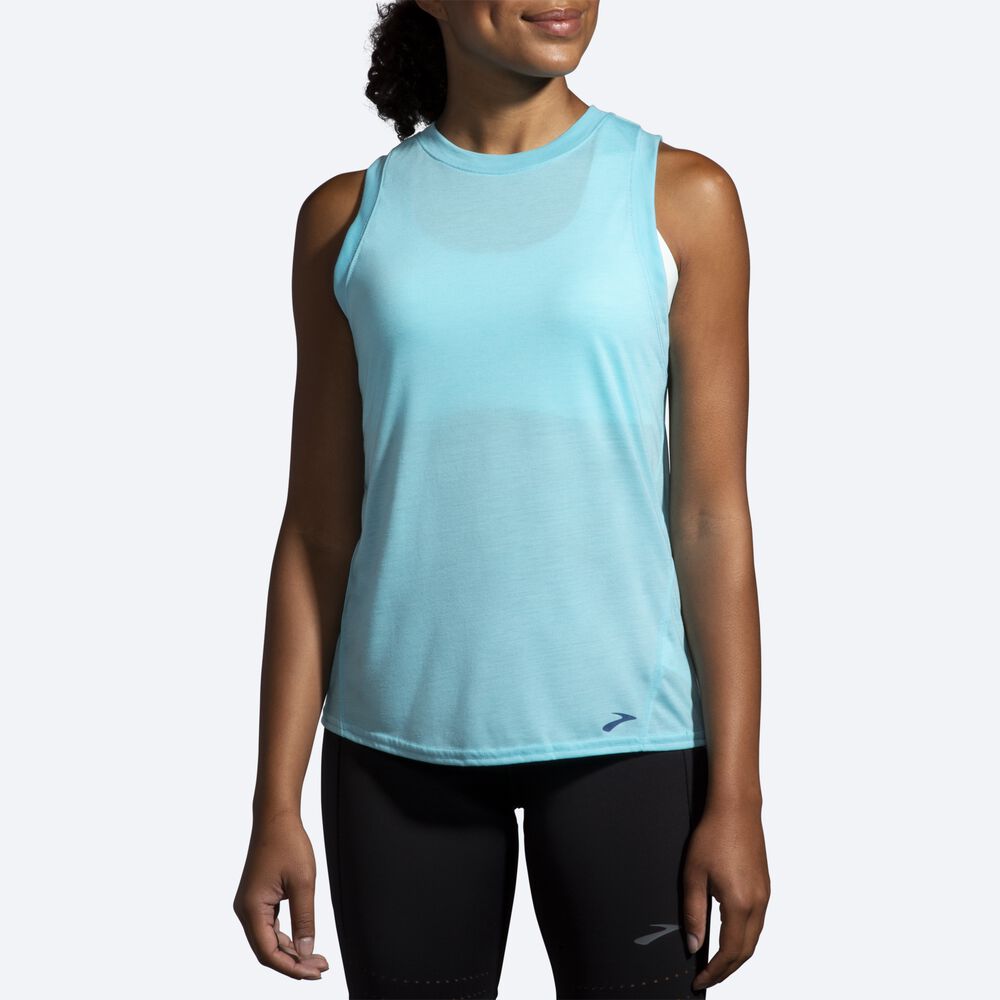 Camiseta Tirantes Brooks Distance Mujer Turquesa | Ecuador-80792