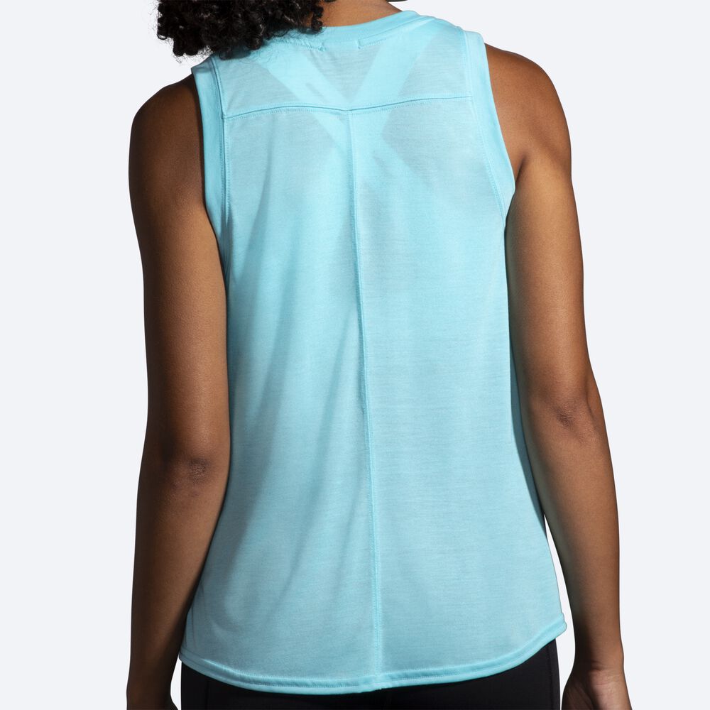 Camiseta Tirantes Brooks Distance Mujer Turquesa | Ecuador-80792