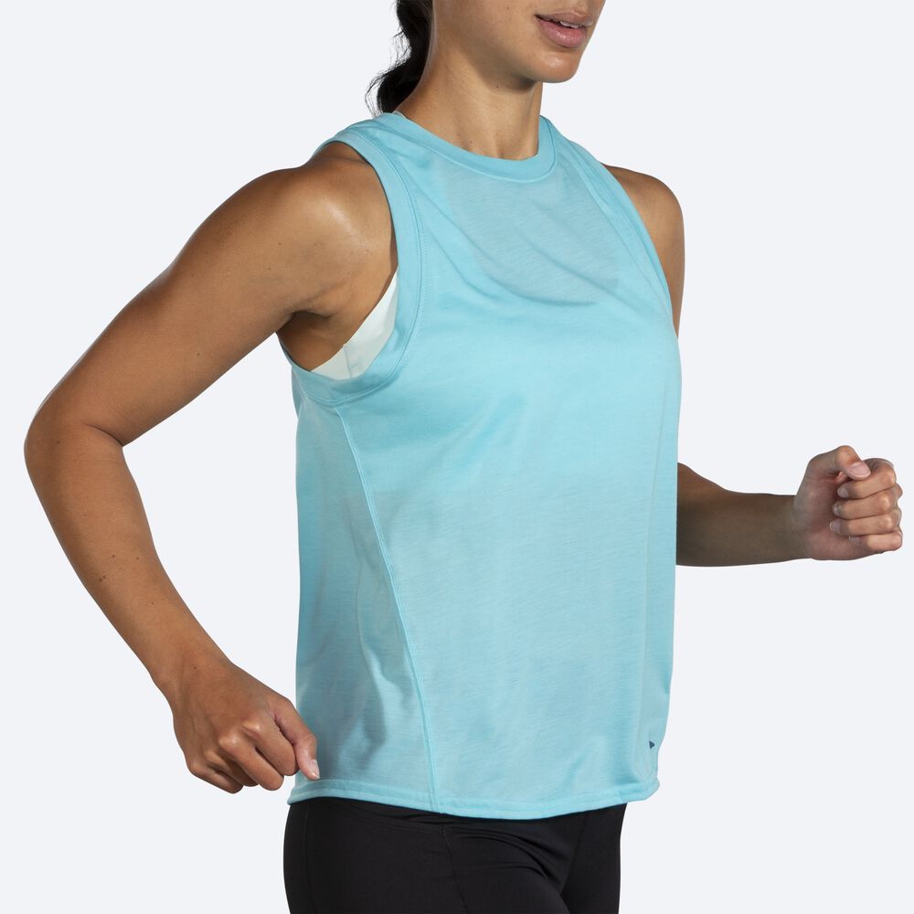 Camiseta Tirantes Brooks Distance Mujer Turquesa | Ecuador-80792