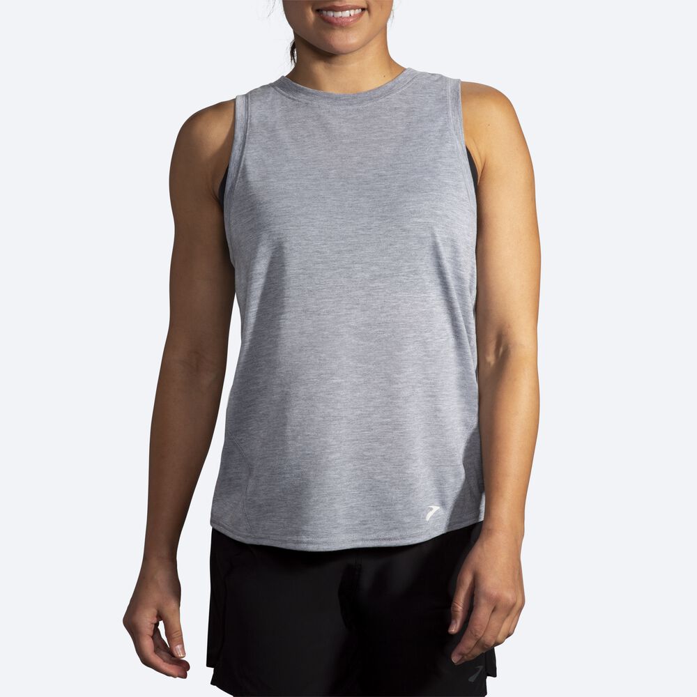 Camiseta Tirantes Brooks Distance Mujer Gris | Ecuador-84370