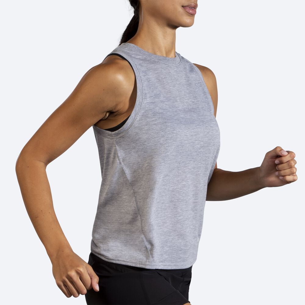 Camiseta Tirantes Brooks Distance Mujer Gris | Ecuador-84370