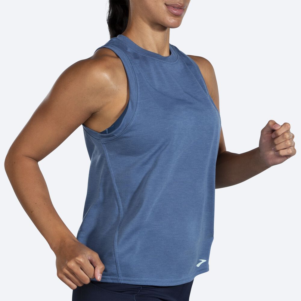 Camiseta Tirantes Brooks Distance Mujer Azules Gris | Ecuador-92157