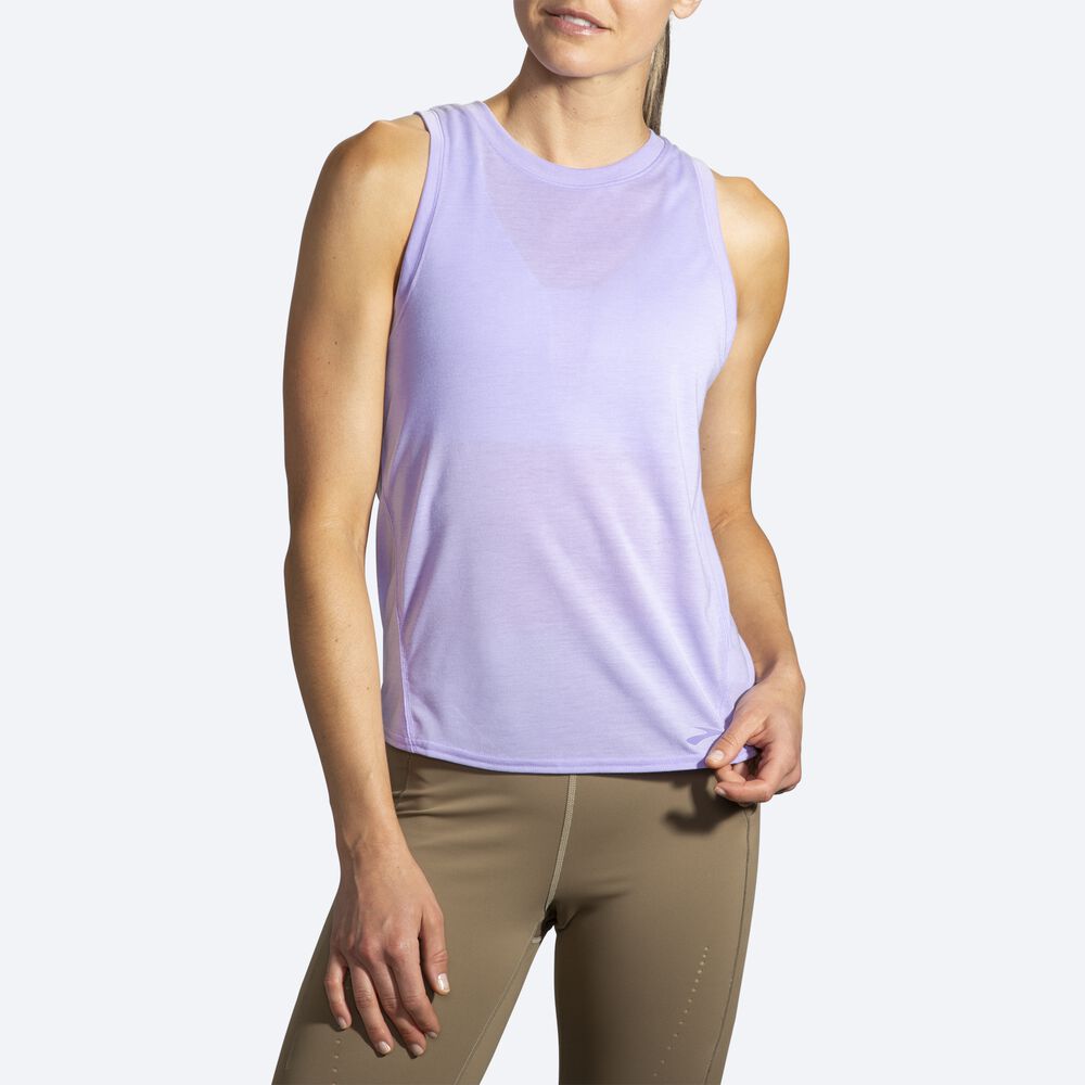 Camiseta Tirantes Brooks Distance Mujer Moradas Gris | Ecuador-93841