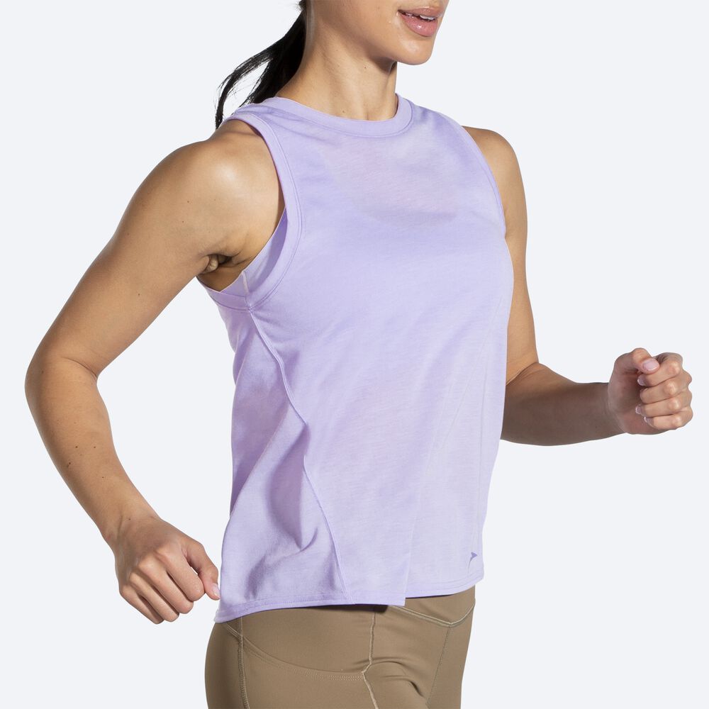 Camiseta Tirantes Brooks Distance Mujer Moradas Gris | Ecuador-93841