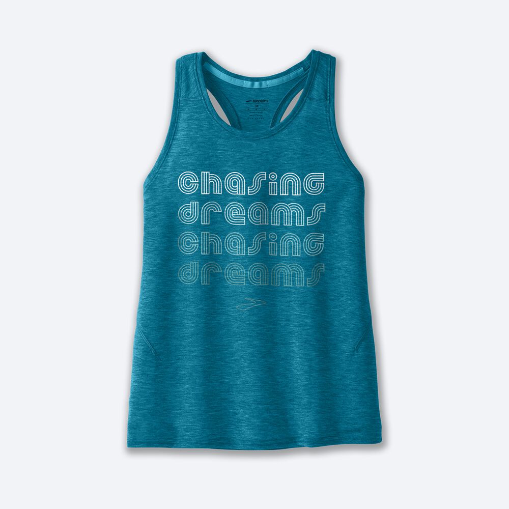 Camiseta Tirantes Brooks Distance Tank 2.0 Mujer Azules | Ecuador-56824