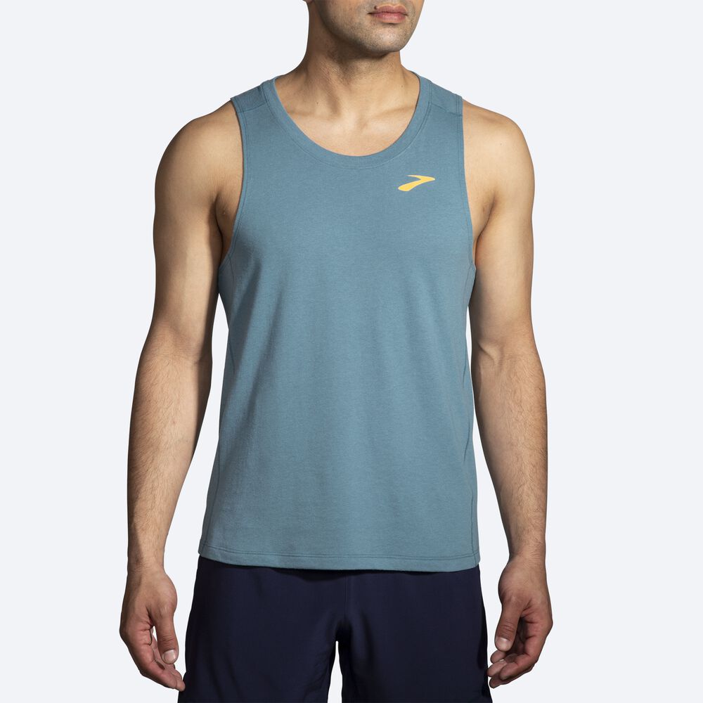 Camiseta Tirantes Brooks Distance Tank 2.0 Hombre Azules | Ecuador-65407