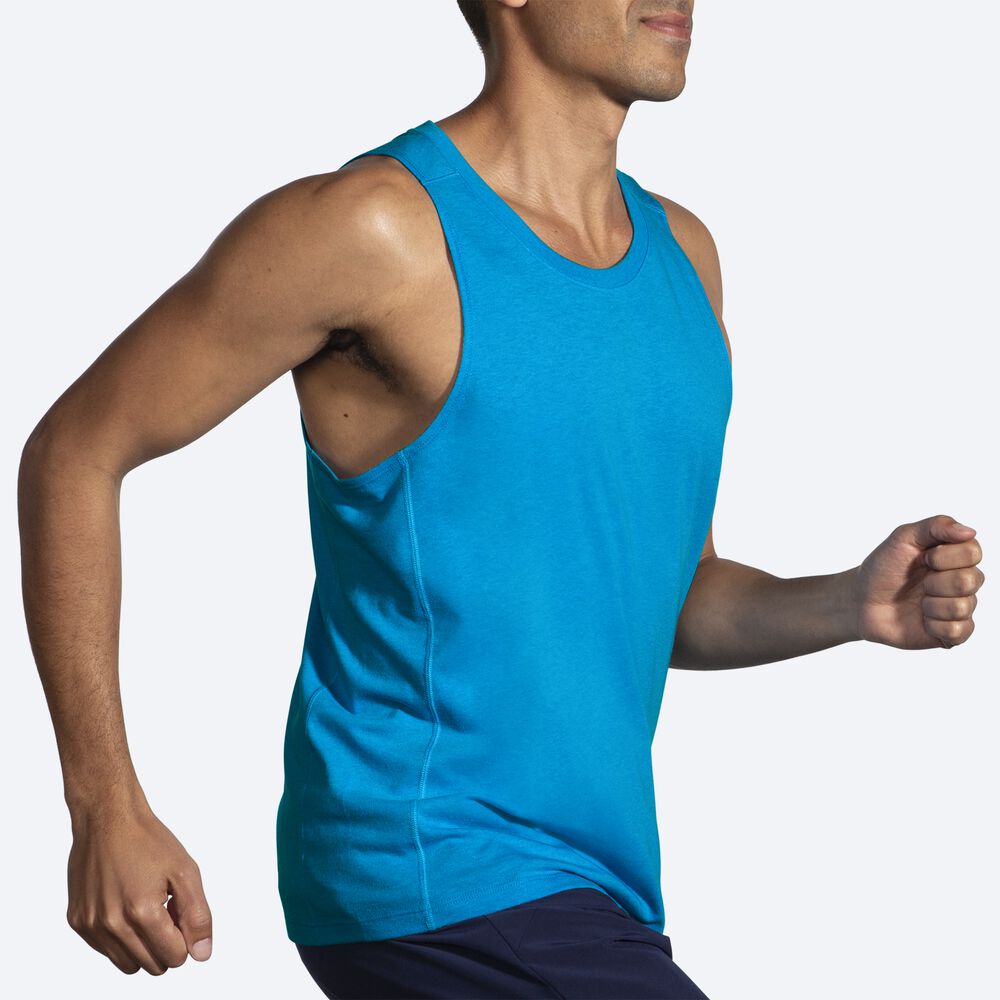 Camiseta Tirantes Brooks Distance Tank 2.0 Hombre Azules | Ecuador-72413