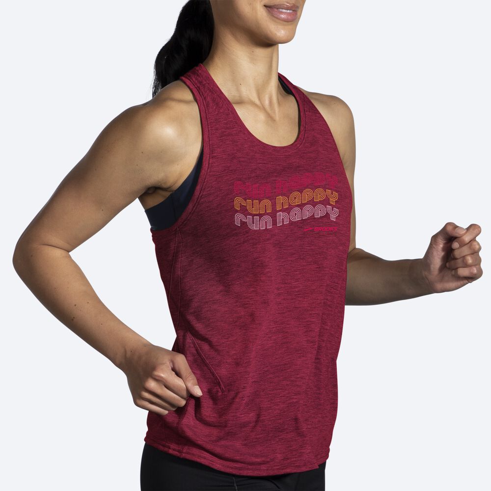 Camiseta Tirantes Brooks Distance Tank 2.0 Mujer Rojas | Ecuador-82075