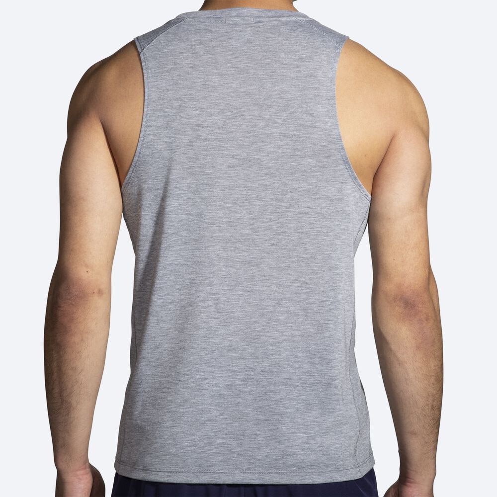 Camiseta Tirantes Brooks Distance Tank 2.0 Hombre Gris/Rayadas | Ecuador-82469