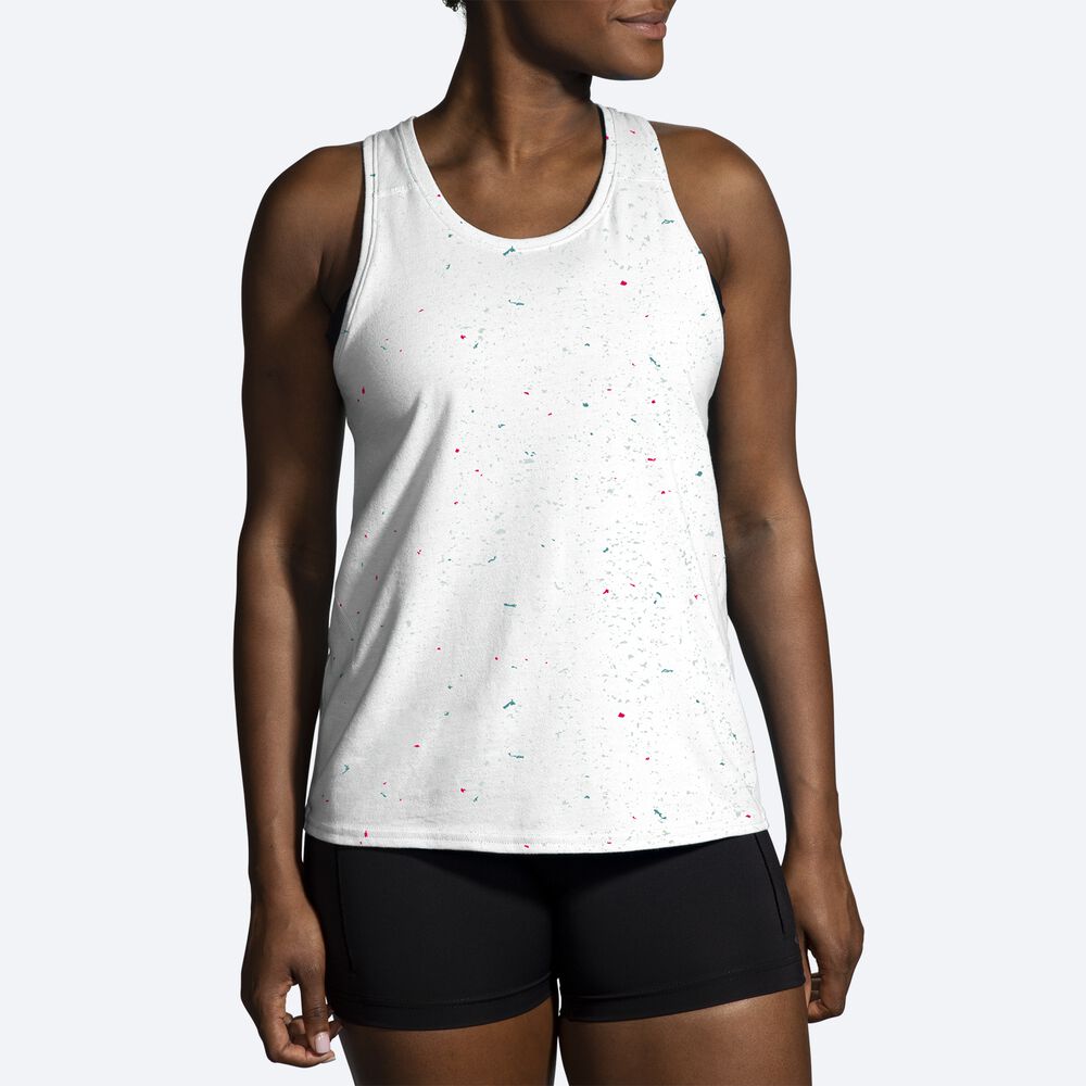 Camiseta Tirantes Brooks Distance Tank 2.0 Mujer Blancas | Ecuador-95631