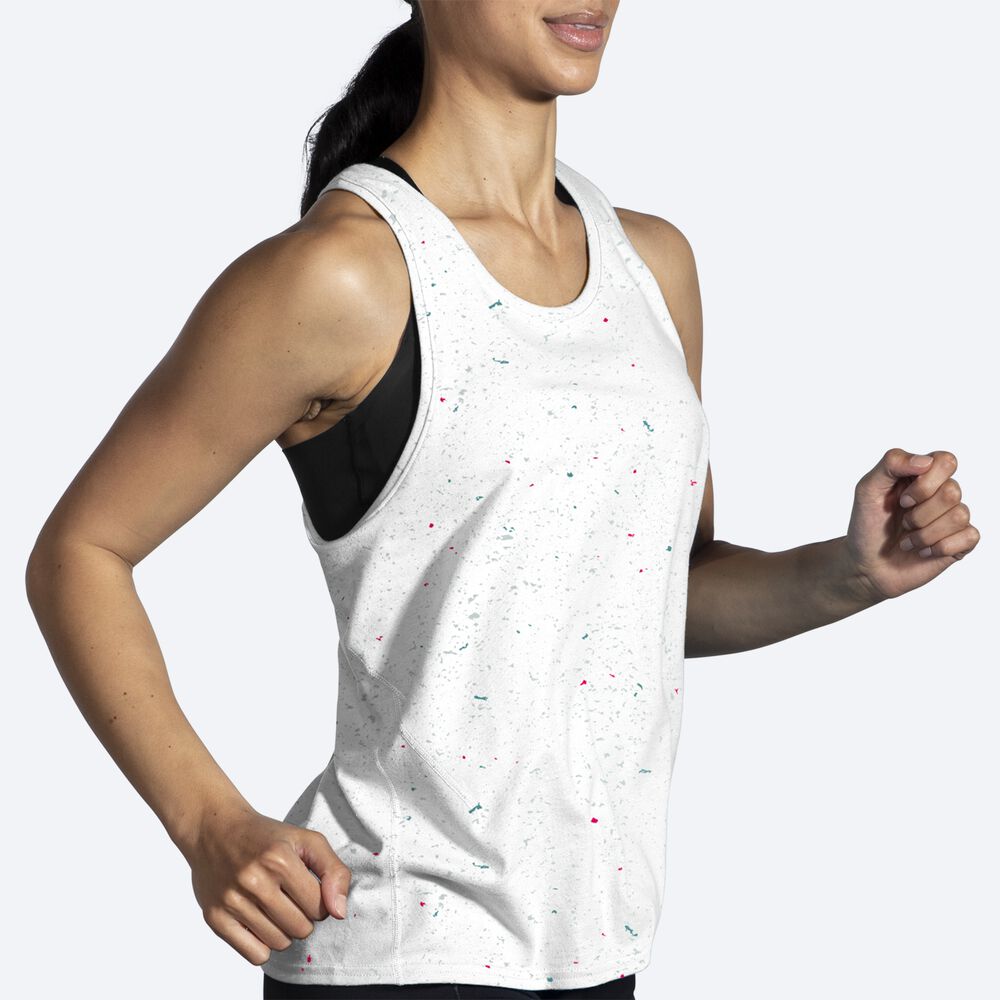 Camiseta Tirantes Brooks Distance Tank 2.0 Mujer Blancas | Ecuador-95631