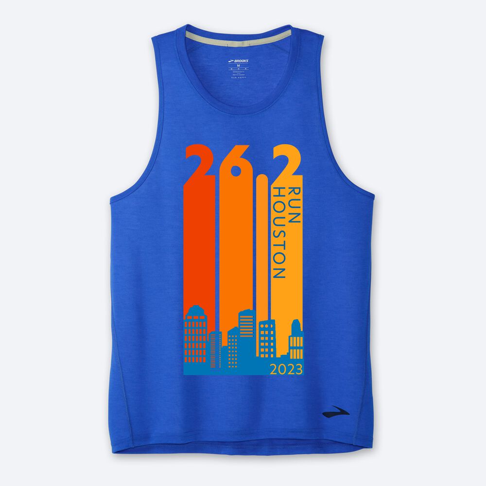 Camiseta Tirantes Brooks Houston23 Distance Tank 2.0 Hombre Azules | Ecuador-29146