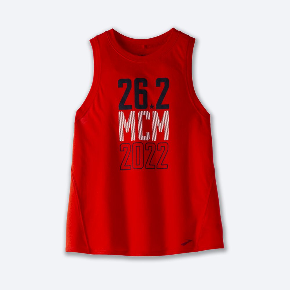 Camiseta Tirantes Brooks MCM22 Distance Estampadas Mujer Rojas | Ecuador-54032